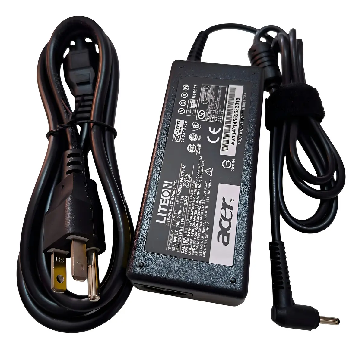 10 Cargador Acer - 19v 2.37a 45w - Punta Delgada 3.0*1.1mm Color Negro - Imagen 1