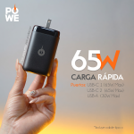 Cargador POWE carga rápida de 65W para celulares y tablets (Entrada 3 en 1, cable de C a tipo C) ADA-P01-PW-N